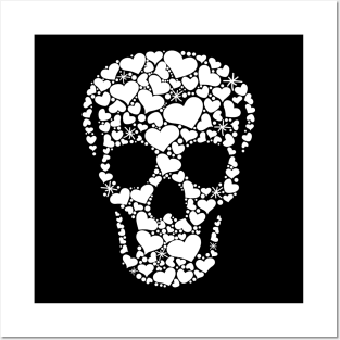 Skull with Hearts Posters and Art